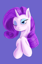 Size: 998x1500 | Tagged: safe, artist:sb, imported from derpibooru, rarity, pony, unicorn, bust, female, mare, portrait, simple background, solo, wink