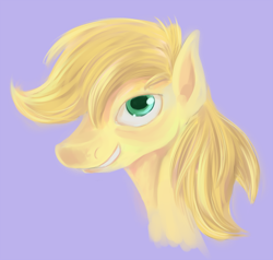 Size: 1000x950 | Tagged: safe, artist:sb, imported from derpibooru, braeburn, earth pony, pony, bust, grin, male, portrait, profile, simple background, solo, stallion