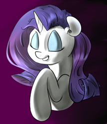 Size: 646x750 | Tagged: safe, artist:sb, imported from derpibooru, rarity, pony, unicorn, bust, eyes closed, female, gradient background, mare, raised hoof, solo