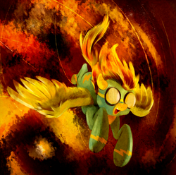 Size: 1000x990 | Tagged: safe, artist:sb, imported from derpibooru, spitfire, pegasus, pony, female, fire, flying, goggles, limited palette, mare, solo, wonderbolts, wonderbolts uniform