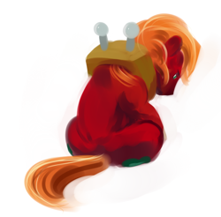 Size: 750x737 | Tagged: safe, artist:sb, imported from derpibooru, big macintosh, earth pony, pony, male, sad, simple background, solo, stallion