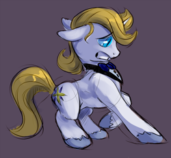 Size: 750x690 | Tagged: safe, artist:sb, imported from derpibooru, prince blueblood, pony, unicorn, backing away, floppy ears, male, simple background, solo, stallion, surprised