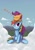 Size: 830x1175 | Tagged: safe, artist:uc77, imported from derpibooru, rainbow dash, scootaloo, pegasus, pony, blank flank, cloud, cloudy, cutie mark, duo, eyes closed, female, filly, foal, gritted teeth, hooves, mare, on a cloud, paint tool sai, ponies riding ponies, pony hat, riding, scootaloo riding rainbow dash, sitting, sitting on a cloud, sitting on cloud, sleeping, wings, zzz