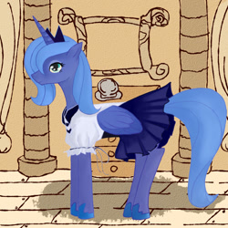 Size: 1500x1500 | Tagged: dead source, safe, artist:jesrartes, imported from derpibooru, princess luna, alicorn, pony, clothes, female, maid, mare, paint tool sai, s1 luna, solo