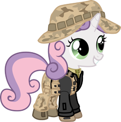 Size: 1565x1575 | Tagged: safe, artist:smashinator, imported from derpibooru, sweetie belle, pony, unicorn, boonie hat, call of duty, captain price, clothes, crossover, female, filly, modern warfare, simple background, solo, task 141, transparent background