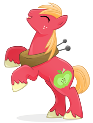 Size: 1201x1590 | Tagged: safe, artist:catwhitney, imported from derpibooru, big macintosh, earth pony, pony, colored hooves, cute, eyes closed, freckles, happy, horse collar, macabetes, male, rearing, simple background, solo, stallion, transparent background, unshorn fetlocks