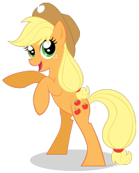 Size: 1315x1643 | Tagged: safe, artist:littlehybridshila, imported from derpibooru, applejack, earth pony, pony, female, happy, mare, rearing, simple background, solo, transparent background