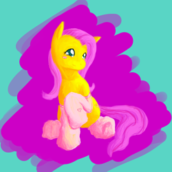 Size: 3000x3000 | Tagged: safe, artist:captainggkitten, imported from derpibooru, fluttershy, pegasus, pony, abstract background, blushing, clothes, female, high res, mare, sitting, socks, solo