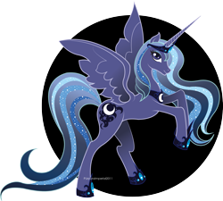 Size: 2539x2282 | Tagged: safe, artist:ladyamaltea, imported from derpibooru, princess luna, alicorn, pony, abstract background, alternate cutie mark, female, high res, mare, older, rearing, simple background, solo, transparent background, ultimate luna