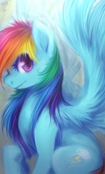 Size: 406x666 | Tagged: safe, artist:mr-tiaa, imported from derpibooru, rainbow dash, pegasus, pony, cute, dashabetes, female, mare, profile, sitting, solo, spread wings, wings