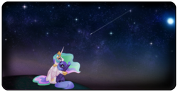 Size: 1099x571 | Tagged: safe, artist:ricifra, artist:rizcifra, imported from derpibooru, princess celestia, princess luna, alicorn, pony, female, mare, moon, night, s1 luna, shooting star, sitting, stargazing