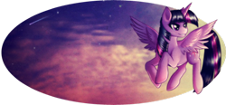 Size: 1024x476 | Tagged: dead source, safe, artist:rizcifra, imported from derpibooru, twilight sparkle, alicorn, pony, female, flying, hilarious in hindsight, it begins, mare, shooting star, simple background, smiling, solo, transparent background, twilight sparkle (alicorn), wings