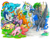 Size: 900x703 | Tagged: safe, artist:andypriceart, imported from derpibooru, applejack, fluttershy, pinkie pie, princess celestia, princess luna, rainbow dash, rarity, spike, twilight sparkle, alicorn, dragon, earth pony, pegasus, pony, unicorn, armpits, blanket, crying, faic, female, gritted teeth, lip bite, male, mane seven, mane six, mare, open mouth, princess, royal sisters, scared, siblings, sisters, sitting, spread wings, surprised, traditional art, traditional royal canterlot voice, underhoof, windswept mane, windy, wink, yelling