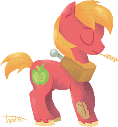 Size: 746x800 | Tagged: safe, artist:ponyshot, deleted from derpibooru, imported from derpibooru, big macintosh, earth pony, pony, cute, macabetes, male, simple background, solo, stallion, straw in mouth, transparent background