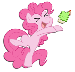 Size: 1015x985 | Tagged: safe, artist:ufocookiez, imported from derpibooru, pinkie pie, earth pony, pony, cupcake, eyes closed, female, mare, simple background, solo, transparent background