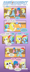 Size: 983x2347 | Tagged: safe, artist:sorcerushorserus, imported from derpibooru, baby ribbs, brolly, derpy hooves, firefly, rainbow dash, surprise, whitewash, pegasus, pony, comic:dash academy, comic, female, g1, g1 to g4, g4, generation leap, male, mare, shipper on deck, stallion