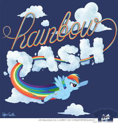 Size: 750x781 | Tagged: safe, artist:ponyshot, deleted from derpibooru, imported from derpibooru, rainbow dash, pegasus, pony, cloud, female, mare, rainbow trail, shirt design, solo