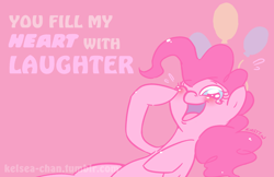 Size: 1280x828 | Tagged: safe, artist:kelsea-chan, imported from derpibooru, part of a set, pinkie pie, earth pony, pony, blushing, female, mare, solo, valentine