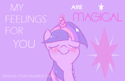 Size: 1280x828 | Tagged: safe, artist:kelsea-chan, imported from derpibooru, part of a set, twilight sparkle, pony, unicorn, eyes closed, female, mare, smiling, solo, valentine