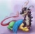 Size: 700x683 | Tagged: safe, artist:shinepawpony, imported from derpibooru, discord, draconequus, claws, eris, female, gradient background, hair over one eye, looking at you, prone, rule 63, solo