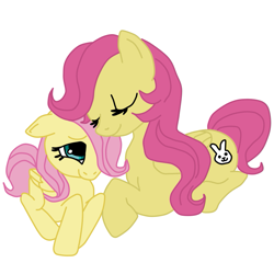 Size: 945x945 | Tagged: safe, artist:megasweet, imported from derpibooru, fluttershy, oc, oc:fluttershy's mom, pegasus, pony, female, filly, mare, simple background, white background, young, younger