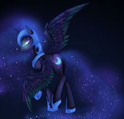 Size: 1275x1224 | Tagged: safe, artist:tamponandtwilaloop, imported from derpibooru, nightmare moon, alicorn, pony, ethereal mane, female, mare, profile, solo, spread wings, wings