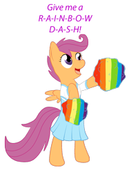 Size: 953x1272 | Tagged: safe, artist:keboponda, imported from derpibooru, scootaloo, pegasus, pony, cheerleader, clothes, female, filly, pom pom, simple background, solo, transparent background