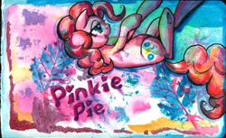 Size: 1280x781 | Tagged: safe, artist:buttercupsaiyan, imported from derpibooru, pinkie pie, earth pony, pony, female, mare, solo, traditional art, watercolor painting