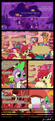 Size: 900x2000 | Tagged: dead source, safe, artist:gavalanche, imported from derpibooru, apple bloom, scootaloo, spike, sweetie belle, dragon, earth pony, pegasus, pony, unicorn, comic, comic sans, cutie mark crusaders, female, filly, golden oaks library, male, saga of the metapony