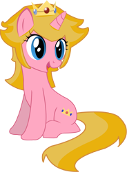 Size: 3000x4079 | Tagged: safe, artist:serginh, imported from derpibooru, pony, unicorn, female, mare, mario, nintendo, ponified, princess peach, simple background, sitting, solo, super mario bros., transparent background, vector