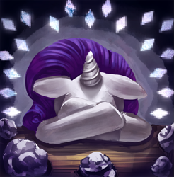 Size: 879x893 | Tagged: safe, artist:mewball, imported from derpibooru, rarity, pony, unicorn, breakdown, covering eyes, female, floppy ears, mare, solo