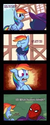 Size: 700x1750 | Tagged: safe, artist:uc77, imported from derpibooru, mare do well, rainbow dash, pegasus, pony, comic, crossover, female, mare, shocked, spider-man, unmasked