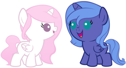 Size: 4800x2600 | Tagged: safe, artist:beavernator, imported from derpibooru, princess celestia, princess luna, alicorn, pony, baby, baby celestia, baby luna, baby pony, cewestia, cute, cutelestia, duo, duo female, female, filly, foal, lunabetes, pink-mane celestia, simple background, white background, woona