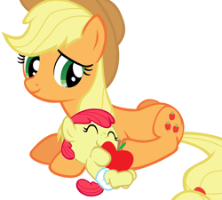 Size: 5000x4500 | Tagged: safe, artist:beavernator, imported from derpibooru, apple bloom, applejack, earth pony, pony, absurd resolution, adorabloom, apple, apple sisters, baby, baby apple bloom, baby pony, beavernator is trying to murder us, cute, diaper, duo, female, filly, foal, food, mare, obligatory apple, prone, siblings, simple background, sisters, vector, white background