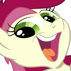 Size: 812x812 | Tagged: artist needed, safe, imported from derpibooru, roseluck, earth pony, pony, close-up, female, happy, mare, reaction image, smeel, solo