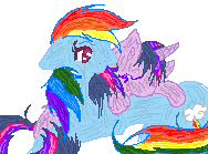 Size: 188x139 | Tagged: safe, artist:tsukaimonboom, imported from derpibooru, rainbow dash, twilight sparkle, pegasus, pony, unicorn, female, lesbian, mare, pony pillow, prone, shipping, simple background, sleeping, twidash, white background