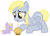 Size: 4200x3000 | Tagged: safe, artist:beavernator, imported from derpibooru, derpy hooves, dinky hooves, pegasus, pony, unicorn, baby, baby dinky hooves, baby pony, candle, equestria's best mother, female, foal, mare, muffin, prone, simple background, white background