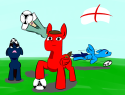 Size: 1250x950 | Tagged: safe, artist:deepermadness, imported from derpibooru, earth pony, pegasus, pony, unicorn, ball, doodle, england, euro 2012, flag, football, joe hart, male, phil jagielka, ponified, stallion, theo walcott, wayne rooney