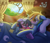 Size: 2000x1700 | Tagged: safe, artist:nyuuchandiannepie, imported from derpibooru, rainbow dash, twilight sparkle, pegasus, pony, unicorn, backwards thermometer, bed, blanket, blue feather, blushing, cloth, crepuscular rays, cuddling, cute, feather, female, floppy ears, golden oaks library, lesbian, library, lovesick, mare, messy mane, pillow, shipping, sick, smiling, snuggling, thermometer, twidash, window