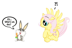Size: 1280x866 | Tagged: safe, artist:toonfreak, imported from derpibooru, fluttershy, pegasus, pony, bugs bunny, carrot, crossover, female, food, mare, simple background, transparent background