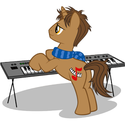 Size: 10669x10342 | Tagged: safe, artist:gratlofatic, imported from derpibooru, oc, oc only, oc:daniel ingram, pony, unicorn, absurd resolution, clothes, daniel ingram, keyboard, male, musical instrument, scarf, simple background, smiling, solo, stallion, transparent background, vector