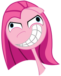 Size: 1280x1583 | Tagged: safe, artist:toonfreak, imported from derpibooru, pinkie pie, earth pony, pony, bust, derp, female, grin, mare, pinkamena diane pie, portrait, simple background, smiling, solo, transparent background