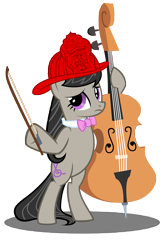 Size: 7107x11000 | Tagged: safe, artist:gratlofatic, artist:tygerbug, imported from derpibooru, octavia melody, earth pony, pony, absurd resolution, bipedal, cello, female, firefighter helmet, firefighter octavia melody, helmet, mare, musical instrument, simple background, solo, transparent background, vector