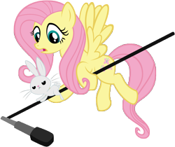 Size: 12190x10262 | Tagged: safe, artist:gratlofatic, imported from derpibooru, angel bunny, fluttershy, pegasus, pony, absurd resolution, boom mic, female, flying, mare, microphone, simple background, transparent background, vector