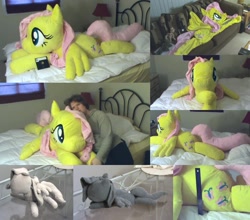 Size: 1412x1240 | Tagged: safe, artist:gemini000, imported from derpibooru, fluttershy, human, pegasus, pony, female, floppy disk, irl, irl human, life size, mare, photo, plushie