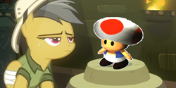 Size: 1738x867 | Tagged: safe, deleted from derpibooru, edit, edited screencap, imported from derpibooru, screencap, daring do, pegasus, pony, read it and weep, bad treasure, bandage, crossover, exploitable meme, female, hat, mare, mario, meme, pith helmet, super mario bros., super mario rpg, toad (mario bros)