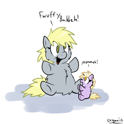 Size: 1000x1000 | Tagged: safe, artist:skoon, imported from derpibooru, derpy hooves, dinky hooves, fluffy pony, pegasus, pony, cute, derpabetes, dinkabetes, female, fluffy pony foal, fluffy pony mother, fluffyderpy, fluffydinky, love, mare