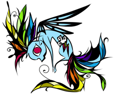 Size: 800x600 | Tagged: safe, artist:pashapup, imported from derpibooru, rainbow dash, pegasus, pony, abstract, female, mare, no pupils, simple background, solo, white background