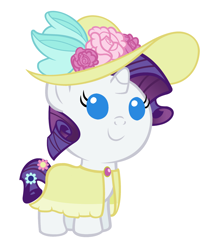 Size: 2400x2800 | Tagged: safe, artist:beavernator, imported from derpibooru, rarity, pony, unicorn, sweet and elite, babity, baby, baby pony, clothes, dress, female, filly, foal, hat, high res, simple background, solo, white background