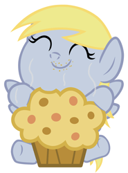 Size: 2600x3520 | Tagged: safe, artist:beavernator, imported from derpibooru, derpy hooves, pegasus, pony, baby, baby pony, cute, derpabetes, female, filly, foal, high res, muffin, simple background, solo, that pony sure does love muffins, white background